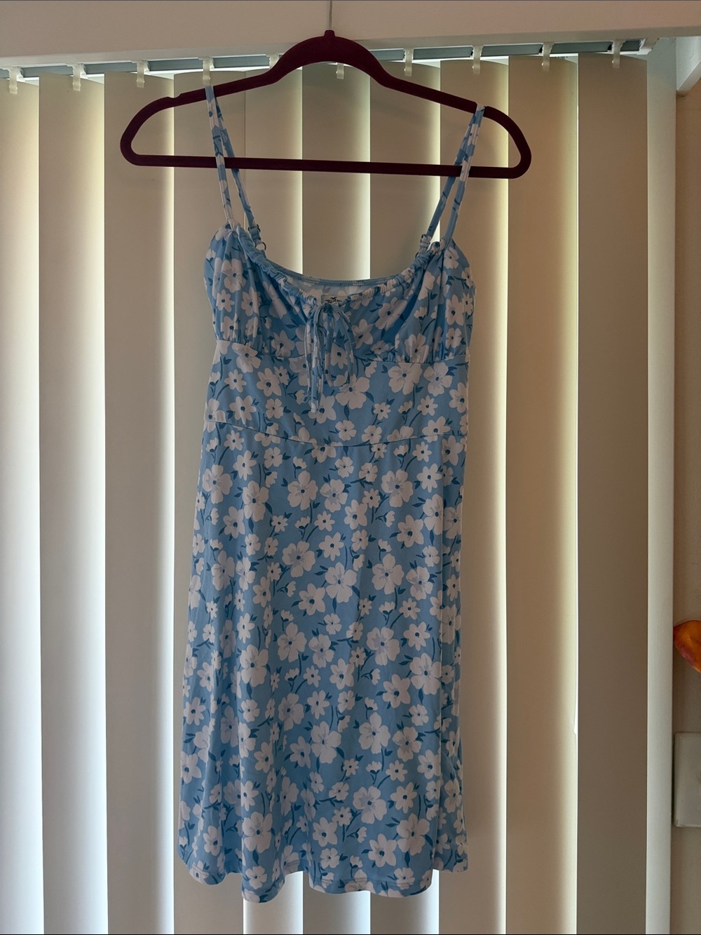 Hollister Light Blue Floral Slip Dress with White Flowers